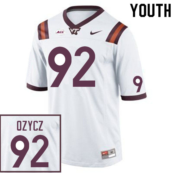 Youth #92 Eddie Ozycz Virginia Tech Hokies College Football Jerseys Sale-White